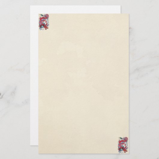 クラシックな東洋の日本の赤いドラゴンの神の入れ墨 便箋 (正面/裏面)