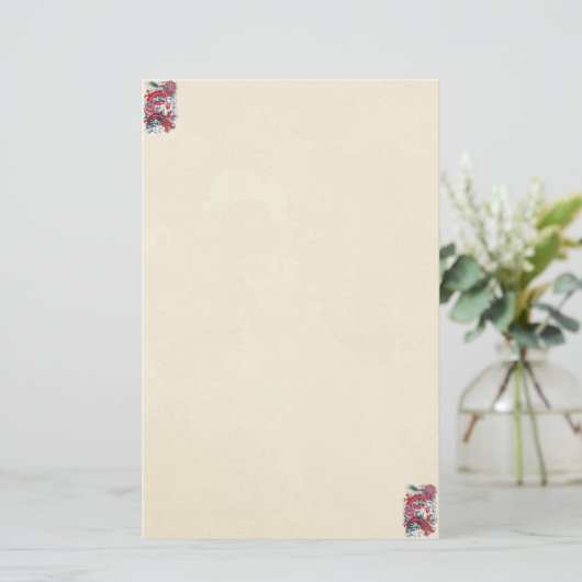 クラシックな東洋の日本の赤いドラゴンの神の入れ墨 便箋 (スタンド正面)