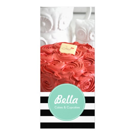 クラシックな棚カード-ベーカリーのカフェのカップケーキの店のフライヤ ラックカード (正面)