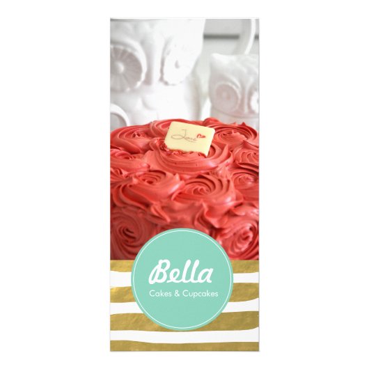 クラシックな棚カード-ベーカリーのカフェのカップケーキの店のフライヤ ラックカード (正面)