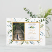 クラシックな正式な結婚式の招待状 ユーカリ 招待状 (スタンド正面)