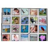 クラシックな正方形フレームの写真のコラージュ ラージペーパーバッグ (裏面)