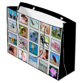 クラシックな正方形フレームの写真のコラージュ ラージペーパーバッグ (裏面アングル)