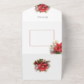 クラシックな水彩クリスマス花卉フォト オールインワン招待状 (外側)