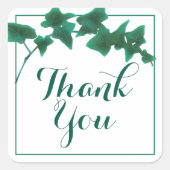 クラシックな水彩グリーンのイギリスイタドリ スクエアシール (正面)