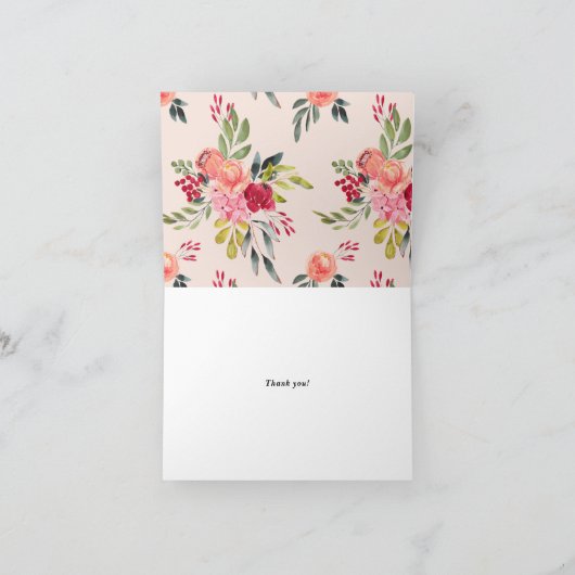 クラシックな水彩画によっては花のサンキューカードが開花します サンキューカード (内部)