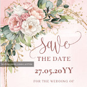 クラシックな水彩画のくすんだピンクの花の結婚式延期通知 セーブザデート