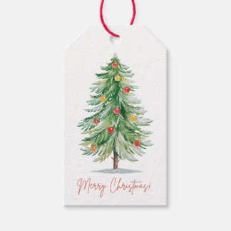 クラシックな水彩画のクリスマスツリーギフトタグ ギフトタグ