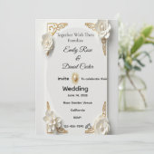 クラシックな水彩画、金と花のフレームの招待状 招待状 (スタンド正面)