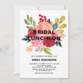 クラシックな水彩花 秋のブライダルランチョン 招待状 (正面)