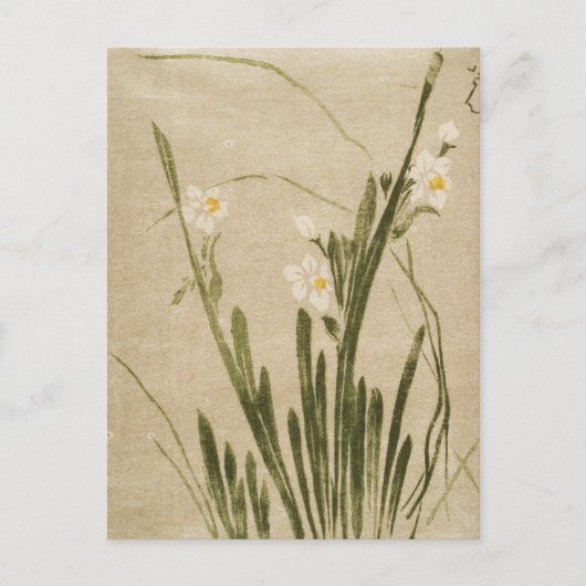 クラシックな浮世絵の日本の花の芸術 ポストカード (正面)