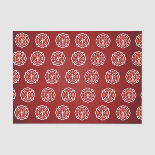 クラシックな消防士の記号パターン赤 薄葉紙 (正面)