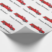 クラシックな消防車: ハッピーバースデー! ラッピングペーパー (角)