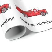 クラシックな消防車: ハッピーバースデー! ラッピングペーパー (ロールコーナー)