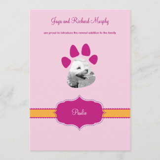 "クラシックな準備"新しい子犬/猫の発表の女の子 案内状