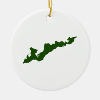 クラシックな漁師の島のロゴのオーナメント-緑 セラミックオーナメント