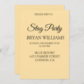 クラシックな独身パーティー 招待状 (正面/裏面)