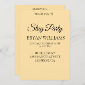 クラシックな独身パーティー 招待状 (正面/裏面)