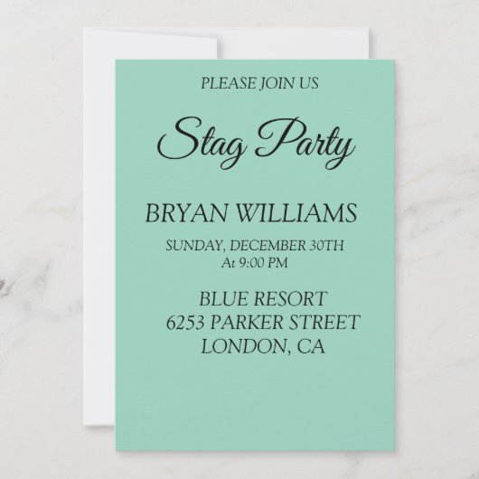 クラシックな独身パーティー 招待状 (正面)