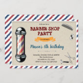 クラシックな理容店の誕生日をテーマにした招待状 招待状 (正面/裏面)