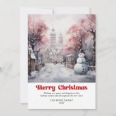 クラシックな田舎風クリスマスシーン カード 水彩画 (正面)