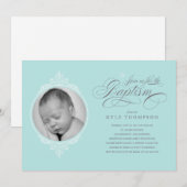 クラシックな男の子の洗礼写真招待状 招待状 (正面/裏面)