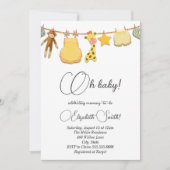 クラシックな男女両用ベイビーとドット柄ベイビーシャワー 招待状 (正面)