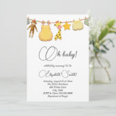 クラシックな男女両用ベイビーとドット柄ベイビーシャワー 招待状 (スタンド正面)