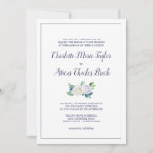 クラシックな白い花のフォーマルな結婚式 招待状 (正面)