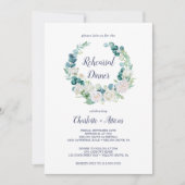 クラシックな白い花のプレリハーサルディナー 招待状 (正面)