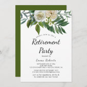 クラシックな白い花の退職パーティー招待状 招待状 (正面/裏面)