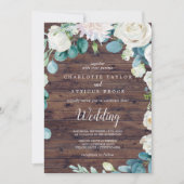 クラシックな白い花 | ラスティックウェディング 招待状 (正面)