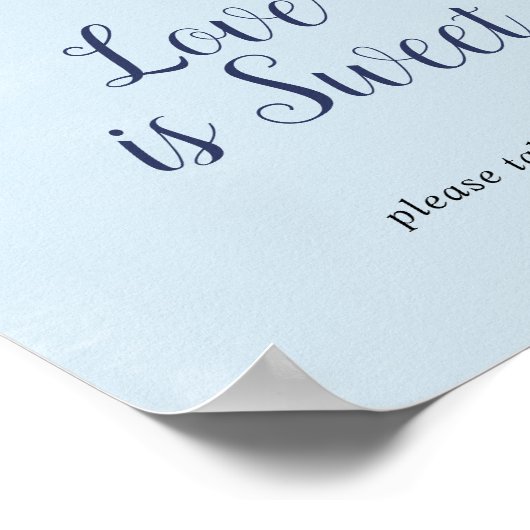 クラシックな白い花 | 青い愛は甘いサイン ポスター (角)