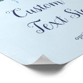 クラシックな白い花 青い ベビーシャワー カスタム テキスト ポスター (角)