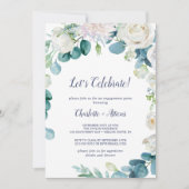 クラシックな白い花 Let's Celebrate 招待状 (正面)