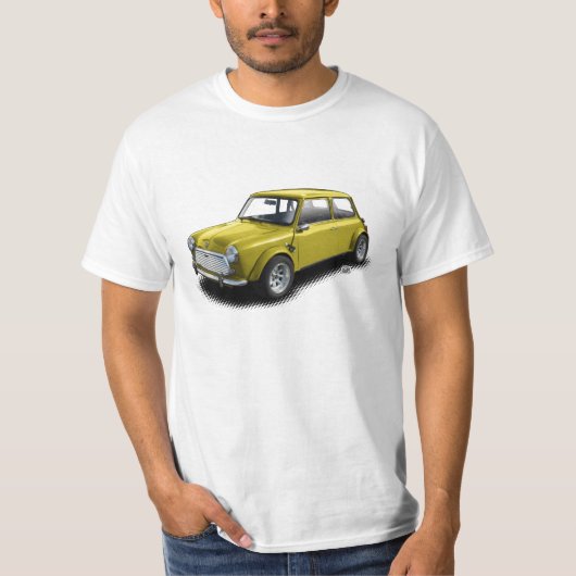 クラシックな白いTシャツの黄色1969の小型車 Tシャツ (正面)
