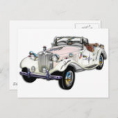 クラシックな白および金ゴールドMGのコンバーチブル ポストカード (正面/裏面)