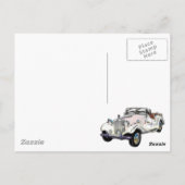 クラシックな白および金ゴールドMGのコンバーチブル ポストカード (裏面)