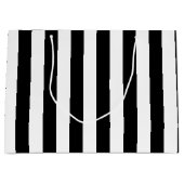 クラシックな白と黒のストライプ ラージペーパーバッグ (正面)