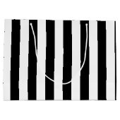クラシックな白と黒のストライプ ラージペーパーバッグ (裏面)