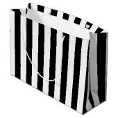 クラシックな白と黒のストライプ ラージペーパーバッグ (裏面アングル)