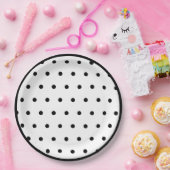 クラシックな白と黒の水玉模様 ペーパープレート (パーティー)