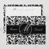 クラシックな白黒の結婚式招待状カード A001 招待状 (正面/裏面)