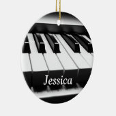 クラシックな白黒キーボード セラミックオーナメント (右)