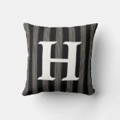 クラシックな白黒ストライプのな最初のモノグラム クッション (裏面)