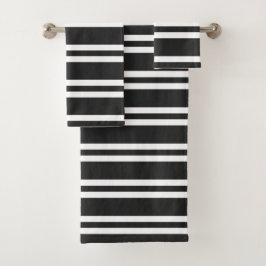 クラシックな白黒ストライプ バスタオルセット