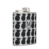 クラシックな白黒パイナップルパターン フラスク (右)