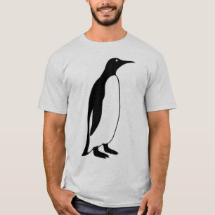 クラシックな白黒ペンギンの鳥のプリント Tシャツ