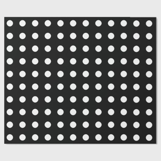 クラシックな白黒水玉模様のギフト用包装紙 ラッピングペーパー (フラット)