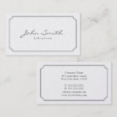 クラシックな真珠の白い司書の名刺 名刺 (正面/裏面)
